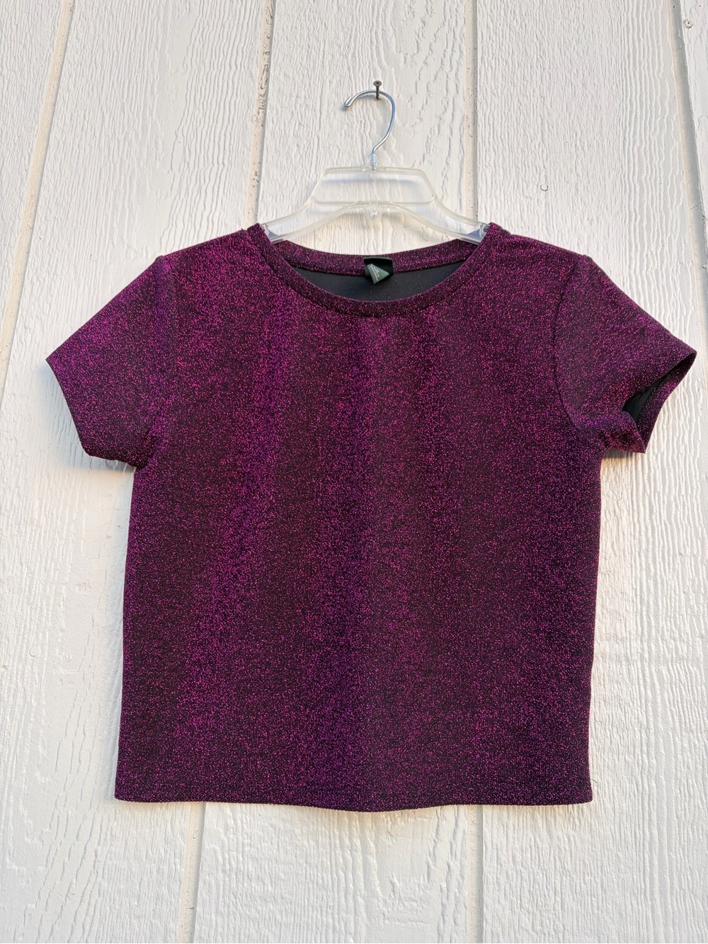 Wild Fable Girls' Sparkle Short-Sleeve Top - Purple Size M